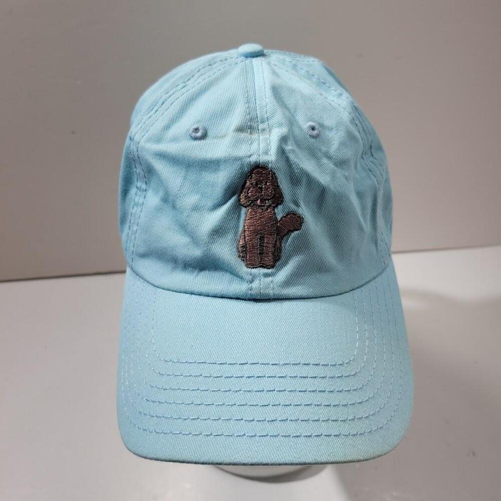 4J Hat Cap Strap Back Light Blue Embroidered Dog Patch Casual Mens One Size